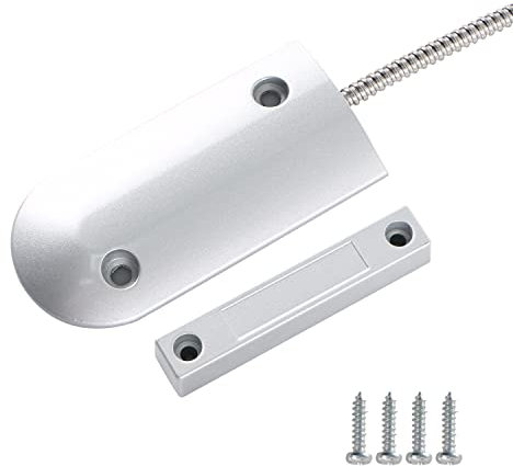 Ohamtes 1 Sets Silber OC-60B NC&NO Tür Magnetkontakt Kabelgebundener Sensor, Rolltür Magnetischer Reedschalter, Garagentor Alarm Sensor