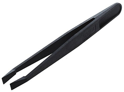 Outil manuel plastique Noir Pince a epiler plat pointe anti-statiques