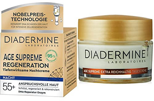 DIADERMINE AGE SUPREME Regeneration Nachtpflege Tiefenwirksame Nachtcreme, 50 ml & Age Supreme Tagespflege, Extra Reichhaltig Tagescreme, 50 Milliliter