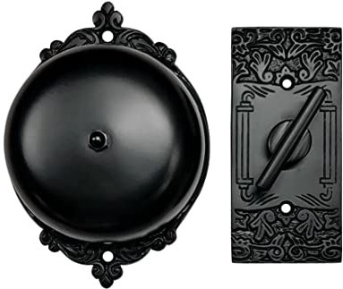 Akatva Vintage Twist Bell with Key Plate Longer Shaft– Victorian Home Twist Bell With Customized Shaft– Mechanical Doorbell for Home – Brass Twist Calling Bell – Finish – (Antique Black Finish)