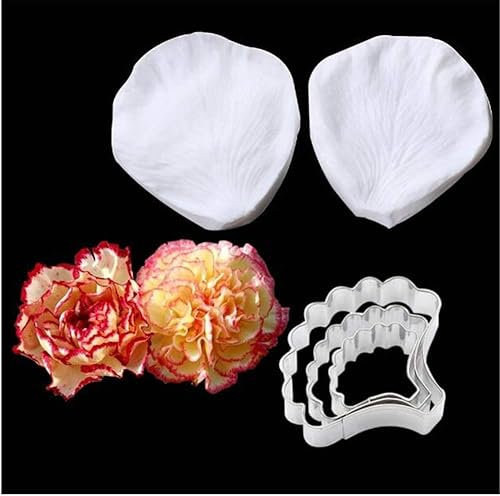 Baking MouldPetal Silicone Veiner & Cutter Flower Petal Cutter Stainless Steel Cookie Cutter Baking Mould,Fondant Cake Decorating Tool Bakeware Mould Sugarcract Chocolate Gumpaste Cake Decorating Moul