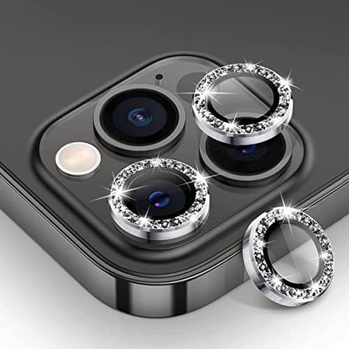 YSJJZRL Lot de 3 films d'objectif d'appareil photo diamant 9H, paillettes HD en verre trempé pour iPhone 12/12mini/12 Pro/12 Pro Max (pour ip12Pro, noir)