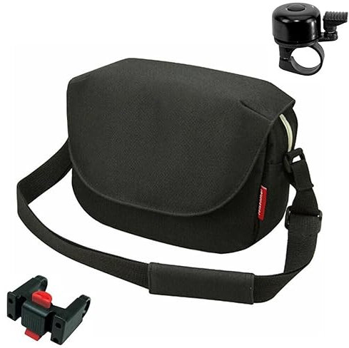 Rixen & Kaul Reisen-thel Lenkertasche Schultertasche Funbag Schwarz mit Lenkeradapter inkl. Fahrradklingel
