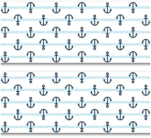 Bordüre 15cm x 200cm für Kinderzimmer Babyzimmer Dekor Aufkleber Wandbordüre selbstklebend Wandtattoo für Kinder Mädchen Junge Y033 (Maritim)