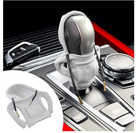 CGEAMDY Housse de Sweat à Capuche Car Gear, Housse de Vêtements pour Levier de Vitesse de Voiture, Accessoires de Décoration de Voiture de Protecteur de Levier de Vitesse de Bouton Facile(Blanc)