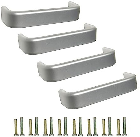 BOLWHAO 4 Stück Aluminium-Legierung Ellipse Ziehgriff Matt Silber Massiv Breite Schrank Griff Modern Einfache Türgriff für Küchenschrank Schublade Kommode Kleiderschrank (96 mm)