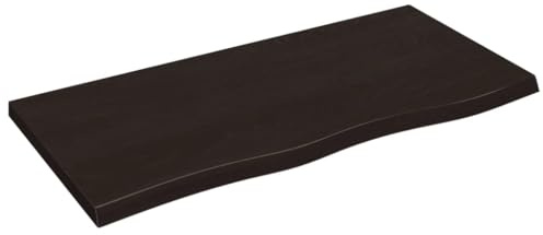 vidaXL Wandregal, Holzregal Regal Handgefertigt mit Baumkante, Wandboard Regalbrett Deko, Bücherregal Hängeregal, Dunkelbraun 100x50x(2-4) cm Massivholz Eiche Behandelt