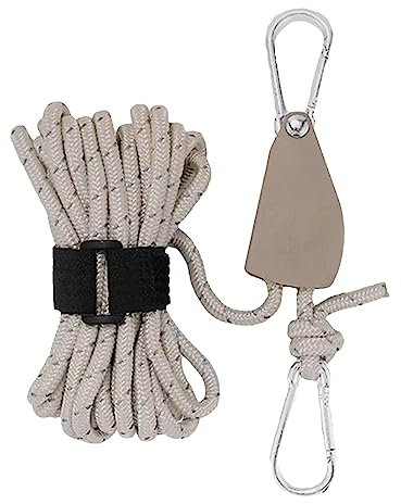 Luckxing Outdoor-Kletterseil Durchmesser 6mm Statisches Kletterseil Im Freien, Hochfestes Sicherheitsseil Geflochtenes Nylonseil, Rettungsseil Feuerrettungs-Fallschirm-Seil Mit 2 Karabinern, Länge 5m