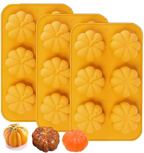 Silikon-Kürbisform, 3 Stück, Kürbisseifenformen, Herbst-Backformen für Muffin, Kuchen, Pop, Gelee, Schokolade, Bombe, Kürbis, Oreo, 3D-Thanksgiving-Formen für die Herstellung von Wachskerzen