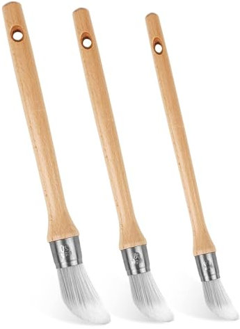VMINOG Lot de 3 Pinceaux Rond Professionnnels Pinceaux Peinture Mur Brosse Ronde en Bois Poils Fibres Synthétiques, Pinceau Pouce à Rechampir pour Émaux,Teinture, Apprêts, Vernis (15mm, 18mm, 21mm)
