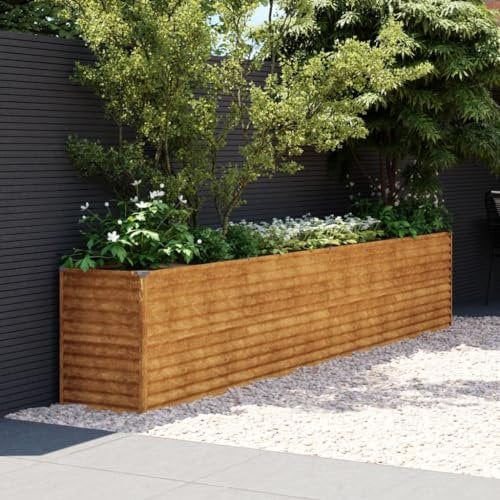 Hovothy Hochbeet 385x50x69 cm Cortenstahl Hochbeete für Garten Pflanzkasten Hochbeet Balkon Kräuterbeet GemüSebeet Hochbeet Metall Kann Blumen Oder Pflanzen Pflanzen Modernes Design