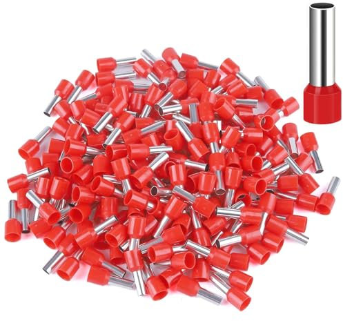 Aderendhülsen,150 Stück Aderendhülsen 10mm2,Rot Isolierte Hülsen,Adernendhulse 10mm²,Aderendhülsen 10mm² x 18mm Lang Rot,Adernhülsen Set,Kabelschuhe Set für Drahtverbindung Heimwerker