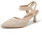 fereshte Women's Low Kitten Heels Knit Pumps Elastic Ankle Strap Slingback Dress Shoes, Nude, 5 UK