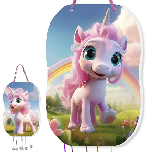 trookee® Piñata Einhorn - Piñata Kindergeburtstag - Dekoration für Kindergeburtstag - Große Einhorn-Piñata zum Befüllen mit Leckereien und Geschenken für Jungen und Mädchen