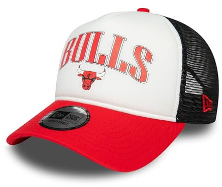 New Era NBA Berretto Chicago Bulls Cappellino da Camionista Snapback Maglia Logo della Squadra Cappello Bianco Nero Rosso
