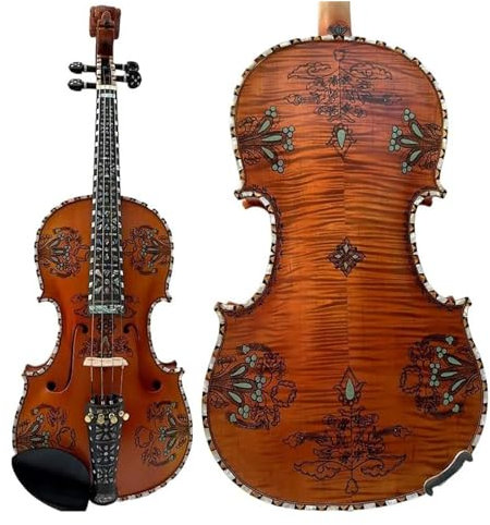 Violine Set Handgefertigte Geige, 4 Saiten, 4/4 Violine, kraftvoller Klang, Geige für Erwachsene und Anfänger