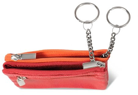 Hamosons Doppeltes Schlüsseletui Schlüsselmäppchen Schlüsseltasche Lederetui aus echtem Leder, für Damen und Herren - Modell 162 - Jahn-Lederwaren (Rot)