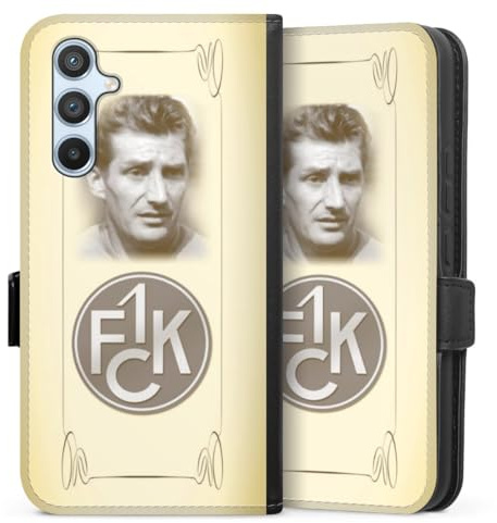 Klapphülle kompatibel mit Samsung Galaxy A 54 5G Handyhülle aus Kunst Leder schwarz Flip Case 1. FC Kaiserslautern Logo Fritz Walter
