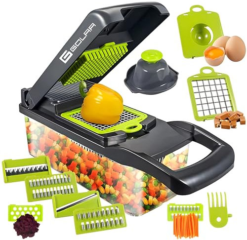 GOLAA New Premium All-in-1 Vegetable Chopper – Manual Mandoline, Multi Veggie & Fruit Chopper, Potato Dicer, Onion Slicer, Garlic Mincer, Chip Cutter & Julienne Grater for Home Kitchen