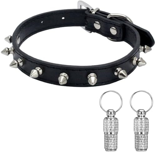 Suiecuor hundehalsband Leder hundehalsband kleine Hunde Hunde Halsband geeignet für kleine mittlere und große Hunde und Katzen Schwarz S