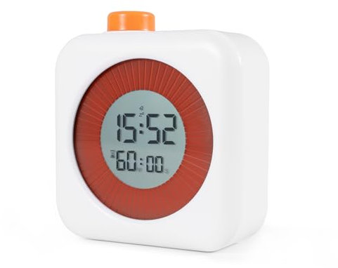Carehabi Visueller Timer Digital, 3 in 1 mit Timer, Uhr und Alarmfunktion, Kinder Timer 60-Minuten Countdown-Timer für Küche Schule Büro, 8x8 cm, Weiß