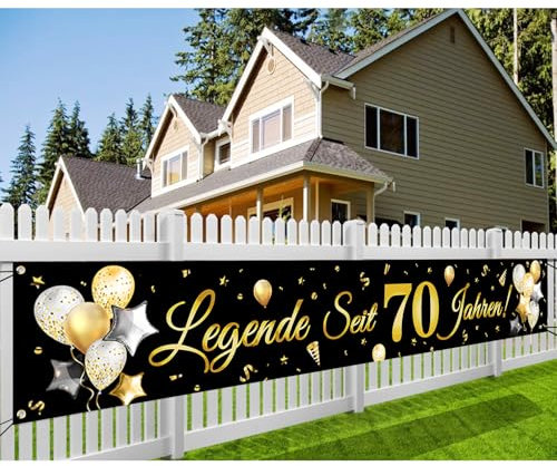 70. Geburtstag Banner, Legende Seit 70 Jahren Glitzerbanner, deko 70 geburtstag Lange Banner für Männer und Frauen 70. Geburtstagsfeier Party, 300 * 50cm (Gold)