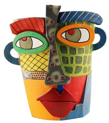 Tebbomp Abstract Rainbow Planter, Graffiti Face Planter with Drainage, Flower Plant Pots for Indoor Plants B Large Size