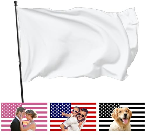 Individuelle Flagge, 90 x 150 cm, Design Ihres eigenen Logos/Bilds/Texts, doppelseitig, personalisierbar, Werbeflaggen, für Geschäftsaktivitäten, Dekoration, Outdoor-Werbung, reines Weiß