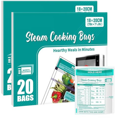 Microwave Steamer Bags 40×Zipper Steam Cooking Bags for Fresh Vegetables Potatoes and Meat Fast Easy Way to Cooking-Medium size (40Bags)