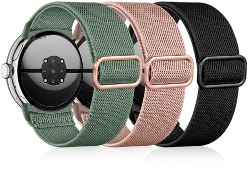 Epova 3 Stück Nylon Armband Kompatibel Mit Google Pixel Watch 2/1, Weiches Elastisches Sportarmband für 41mm Modelle