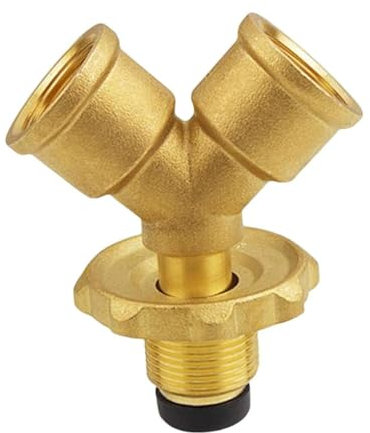 Gas Y Splitter Tee Adapter Propane Splitter Gas Adapter Cylinder Bottle Adapter with Shut Off Valve 2 Way Gas Adapter for BBQ Grills Propane Appliances Home (Copper)