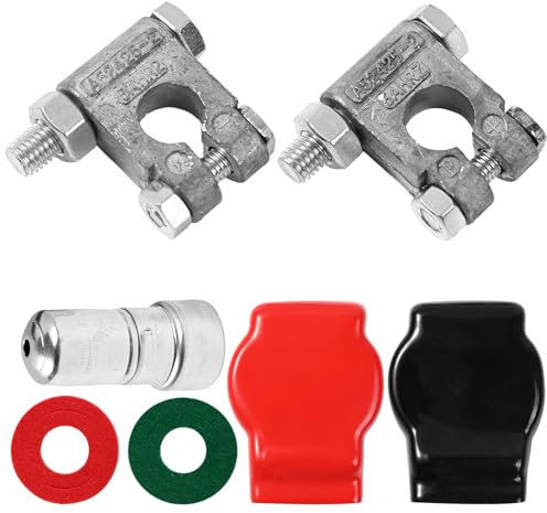 Schwerlast-Batterieklemme Kit Messing positive und negative Bleilegierung Batterie Polklemmen für Auto Pkw Lkw Motorad mit Abdeckung