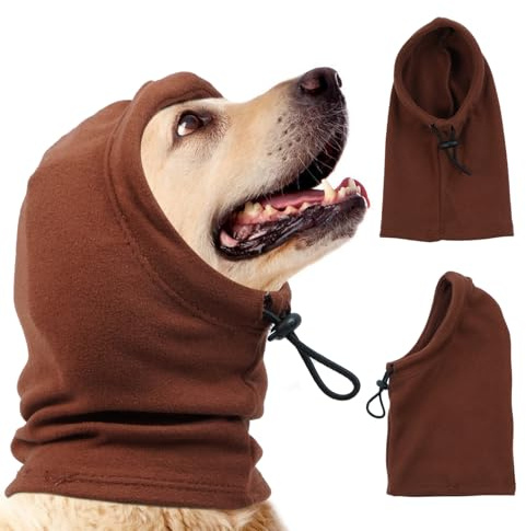 Katzinst Hunde-Schlauchschal für Den Hals und Ohrenwärmer für Hunde, Ohrenschützer, Angstlinderung und Beruhigung von Hundeohren, Warmer Winter-Haustier-Schlauchschal, Reduziert Lärm,Kaffee,M