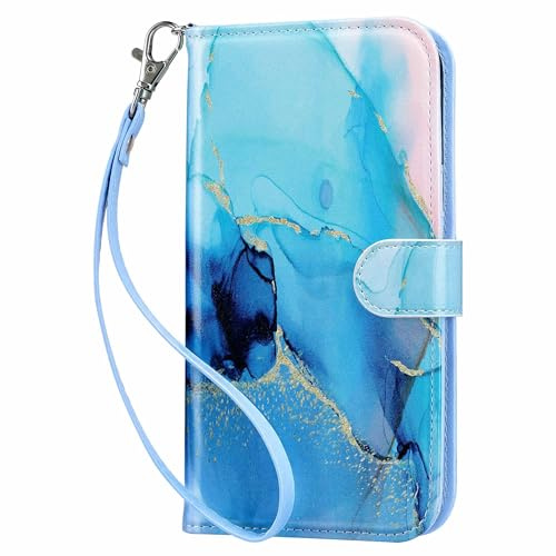 ULAK for iPhone 16 Wallet Case for Women RFID Blocking, Marble | Premium PU Leather Flip Cover with Card Holder Kickstand Shockproof Full Body Protection Phone Case for iPhone16 6.1 Inch