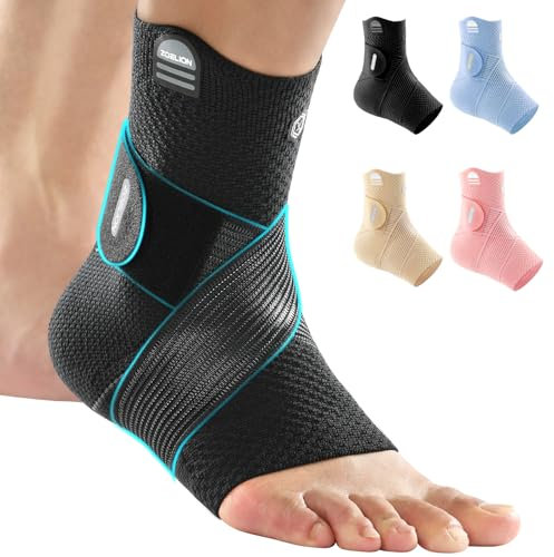 ZOELION Knöchelbandage mit Einzigartigem Netzband, 3D-Gestricktes Luftgewebe Sprunggelenkbandage für Plantarfasziitis Achillessehne, Verstellbare Fussbandage zur Schmerzlinderung Verletzungshilfe, M