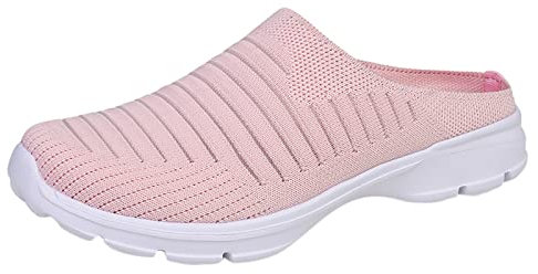 Sports Direct Online Ladies Trainers Wide Fit Wedge Jogging Sneakers Casual Fashion Non Slip Walking Shoes Lightweight Low Top Slip on Orthopedic Wide fit Trainers for Women Pink 4.5
