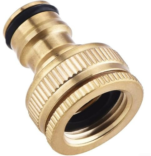 Raccord de tuyau d'arrosage en laiton - Adaptateur double taille G3/4 vers G1/2 - Filetage femelle - Raccord rapide pour tuyau d'arrosage extérieur avec joint torique (1 pièce)