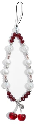 Ouligay Phone Charm Strap Cherry Phone Charm Cute Phones Lanyard Wrist Beaded Camera Strap Wrist Chain String for Bag Case Camera Bags Pendants Decor