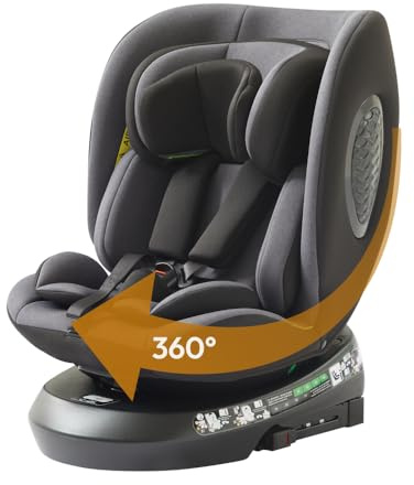Mobelys Auto Kindersitz ISOFIX 0, 36 kg, ECE R129 I, Size 40, 150 cm, 360° Drehbar, Verstellbare Liegeposition, für Baby, Kleinkind & Kinder (0, 12 Jahre), Abnehmbarer Bezug