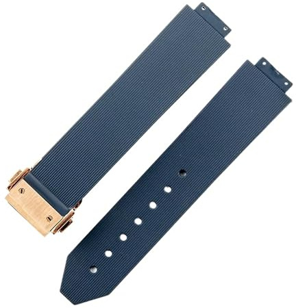 ROUHO 20 x 13mm Premium Geripptes Kautschuk Uhrenarmband, Faltschließe Ersatzarmband für Hublot Big Bang Chronograph
