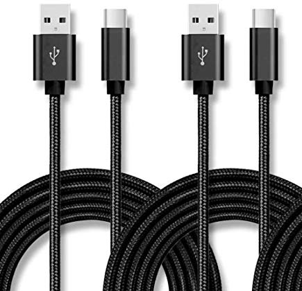AMAZE!UK Type C Cable Fast Charging, (Pack of 2) 2m+1m Braided USB A to USB-C Phone Charger Cable USBC for iPhone 17 16 15 Pro Max, Samsung Galaxy S26 S25fe Ultra, Pixel 10, etc. (Black, 2m+1m)
