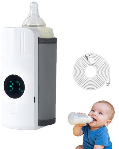 Flaschenwärmer Baby – Tragbarer Babyflaschen-Wärmer Unterwegs, 6000mAh Akku, 6 Temperaturstufen, LCD Display, Schnelle Wasserlose Erwärmung für Muttermilch & Pre-Nahrung