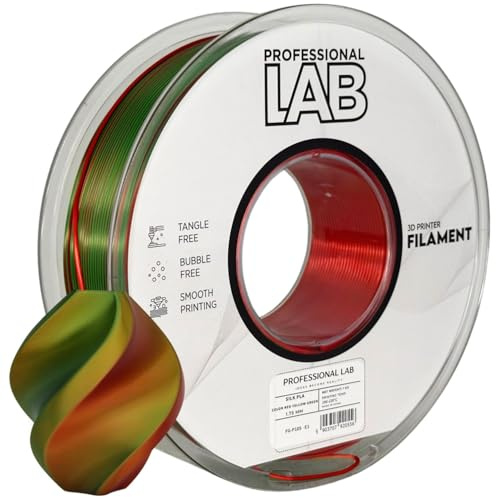 Silk PLA Filament Mehrfarbig 1.75mm – 1KG Spule für 3D-Drucker, PLA Silk, Multicolor, Mehrfarbig, Silk Rainbow (Gelb/Grün/Rot)