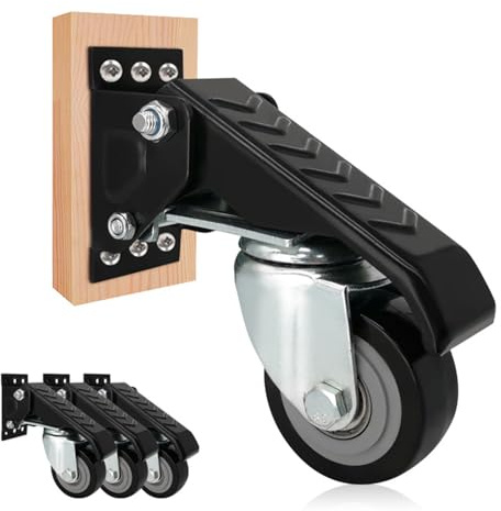 4er Set Werkbank Rollen mit Fußpedal, feststellbare Lenkrollen für Arbeitsplatten & Maschinen – 360° schwenkbar, je 50kg Belastbarkeit, PU Laufrollen, Kugellager, inkl. Schrauben