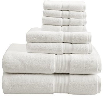 Madison Park Signature Luxus-Badetücher, 800 g/m², 100% Baumwolle, lang, übergroßes Badetuch-Set, 8-teilig, bestehend aus 2 Badetüchern, 2 Handtüchern und 4 Waschtüchern, cremefarben