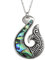 Kiara Schmuck Maori Tribal Fisch Haken Symbol Anhänger Halskette mit natürlichen grünlichen blau intarsiert Paua Abalone Shell auf 45,7 cm Trace Kette. Silber Farbe, Rhodiniert, Anlauf Geschützt.