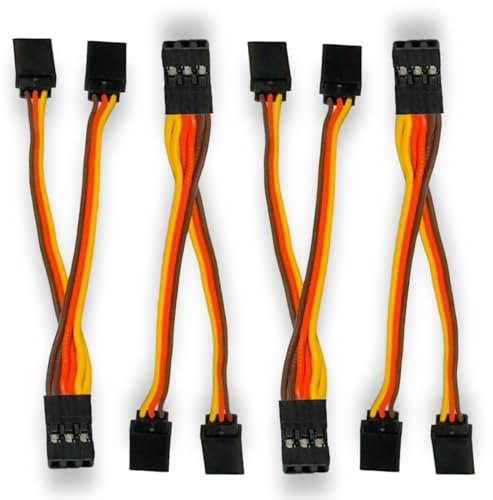 VUNIVERSUM 4 Stück Premium Servo Y Verlängerungskabel V Kabel Y-Kabel Verlängerung für Futaba Robbe JR Graupner Hitec 10cm 26AWG RC