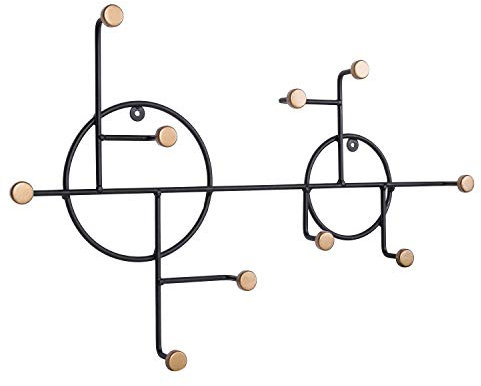 Rumcent Garderobenleiste Metall Wandgarderobe Wandhaken Dekorative Garderobe Wandhaken für Schlafzimmer, Badezimmer, Wohnzimmer und Eingangsbereich, Schwarz