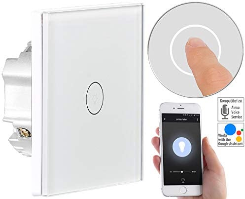 Luminea Home Control Touch-Lichtschalter, WLAN, kompat. zu Siri, Alexa & Google Assistant