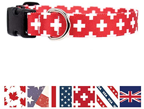 Buttonsmith Schweizer Hundehalsband Fadeproof Permanent Bonded Printing, Militär Grade Rustproof Buckle, Beständig gegen Gerüche und Schimmel, Wahl von 5 Größen